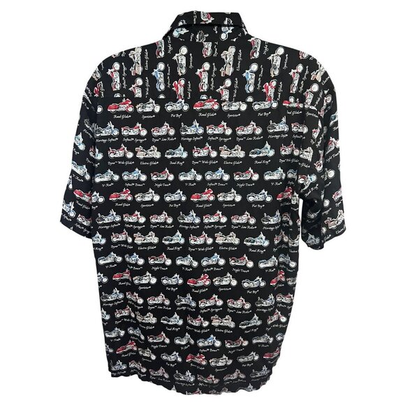 Harley Davidson Mens Vintage Black All Over Motorcycles Print Button Up Shirt XL - Picture 2 of 9